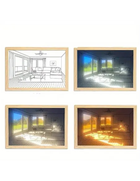 Tablou cu telecomanda led , umbre si peisaje Light Village