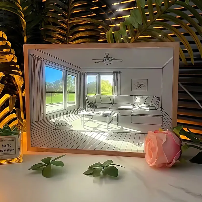 Tablou cu telecomanda led , umbre si peisaje Light Village