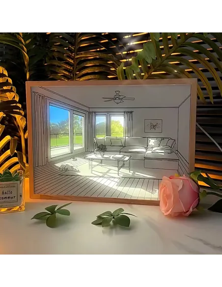 Tablou cu telecomanda led , umbre si peisaje Light Village