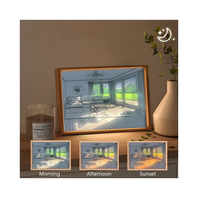 Tablou cu telecomanda led , umbre si peisaje Light Village