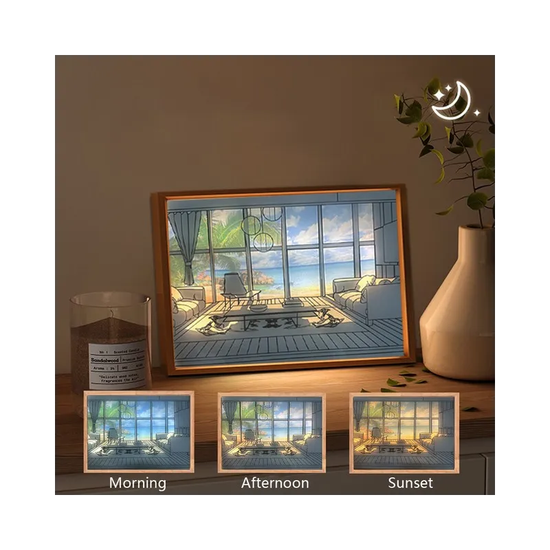 Tablou cu telecomanda led , umbre si peisaje Light Village