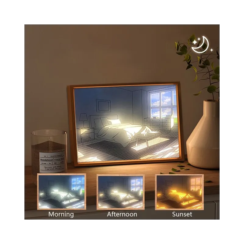 Tablou cu telecomanda led , umbre si peisaje Light Village