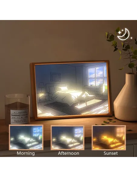 Tablou cu telecomanda led , umbre si peisaje Light Village