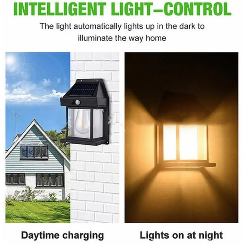 Set 2 x Lampa solara de perete cu senzor de miscare fara fir LED 3W