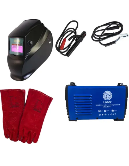 Set aparat de sudura lider premium mma + masca automata + manusi piele