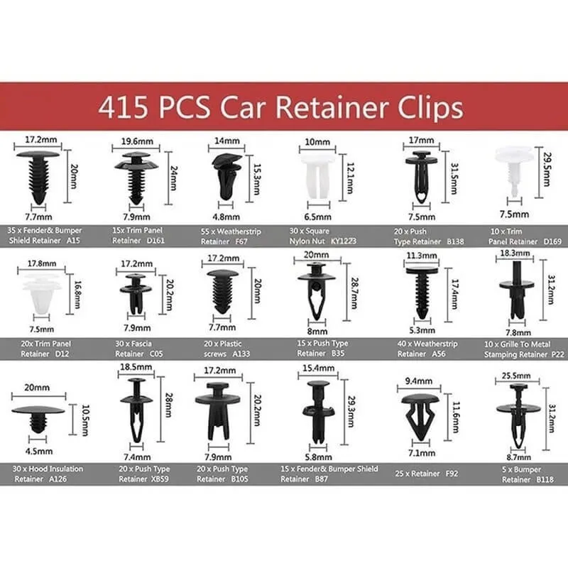 Set cleme de fixare cu 415 piese , clipsuri auto cu instrumente de demontare