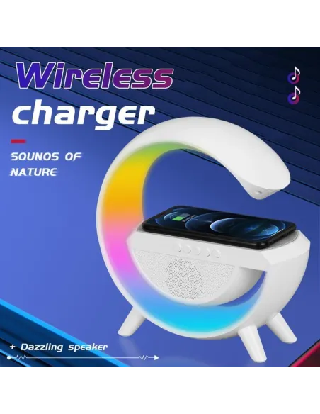 Lampa smart si Incarcator Wireless 15 W , led rgb