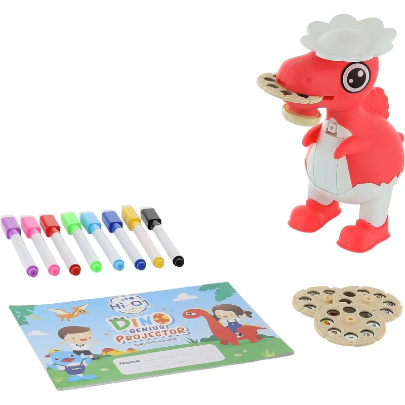Dinozaur Proiector pentru Desen – 32 Imagini Proiectate + 8 Carioci Colorate Incluse