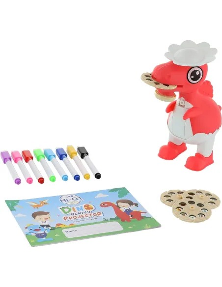 Dinozaur Proiector pentru Desen – 32 Imagini Proiectate + 8 Carioci Colorate Incluse