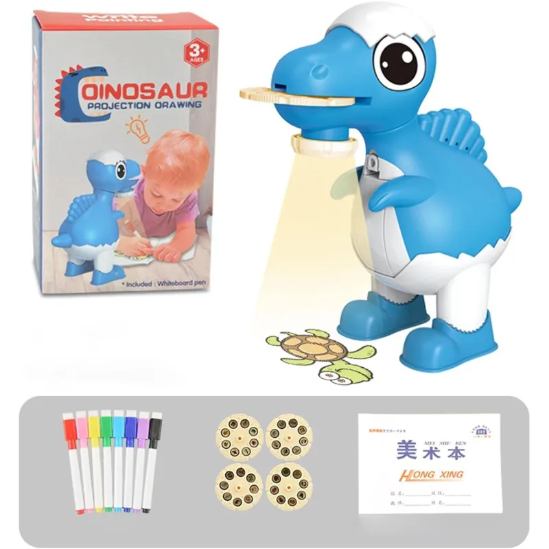 Dinozaur Proiector pentru Desen – 32 Imagini Proiectate + 8 Carioci Colorate Incluse