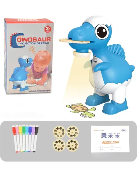 Dinozaur Proiector pentru Desen – 32 Imagini Proiectate + 8 Carioci Colorate Incluse