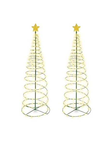 Decoratiune solara Brad cu stea, 85cm, alb cald