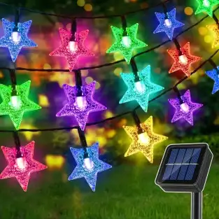 Set 2 Instalatii solare cu 50 LED-uri, stelute, multicolor, 8 jocuri de lumini