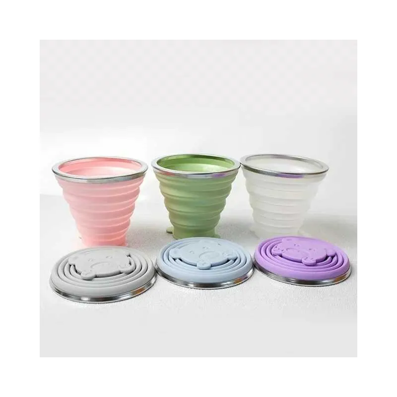 Cana pliabila din silicon cu capac , portabila, perfecta pentru orice activitate