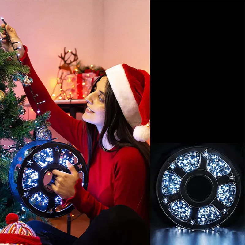 Instalatie LED rola, 50m , 300 LED-uri mari tip diamant, diverse culori