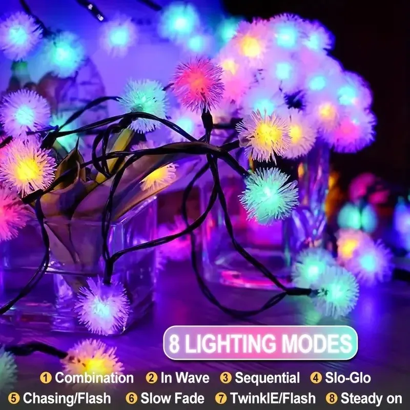 Instalatie solara tip bugarasi de zapada cu 50 leduri multicolor