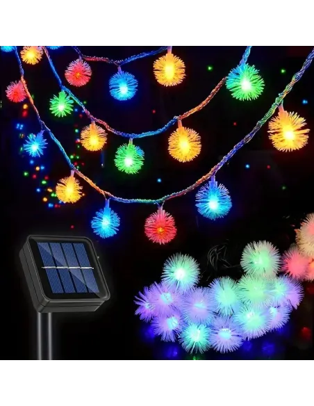 Instalatie solara tip snowball cu 50 leduri multicolor