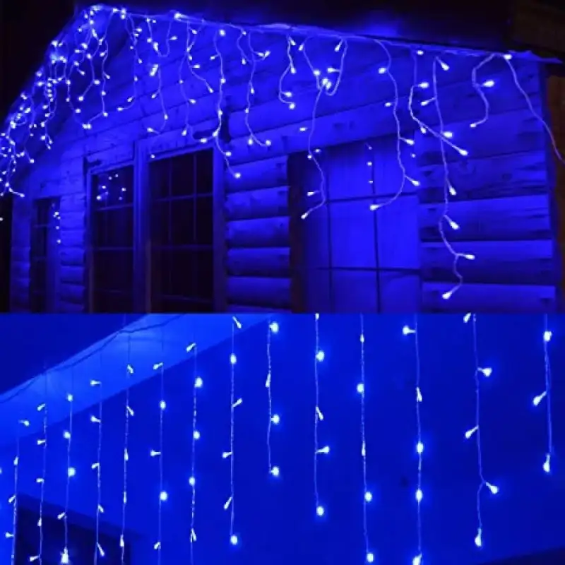 Instalatie de Craciun perdea luminoasa cu franjuri inegali , 45 m