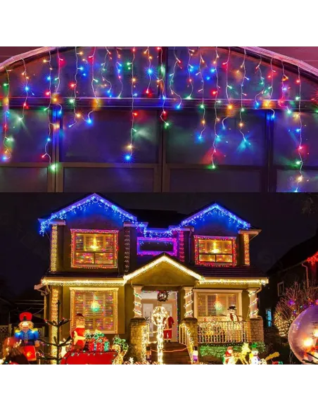 Instalatie de Craciun perdea luminoasa cu franjuri inegali , 45 m