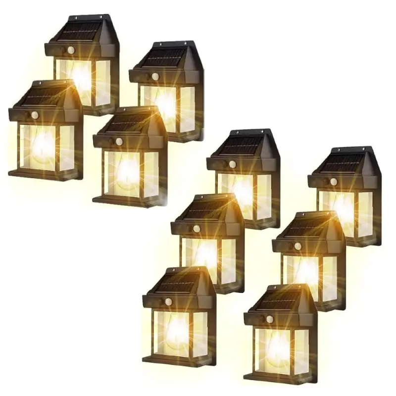Set 10 x Lampa solara de perete LED cu senzor de miscare fara fir