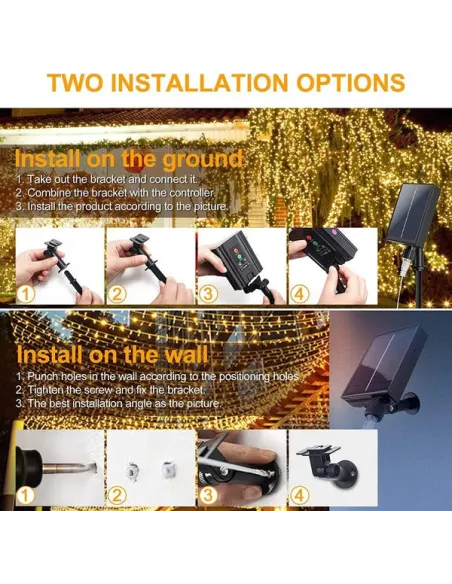 Instalatie solara 500 LED, 50 metri, controler, panou mare, model 2024