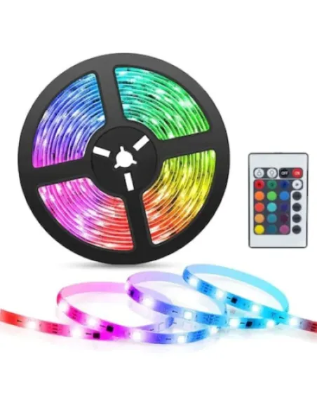 Set 3 x banda led rgb  multicolor cu telecomanda,  5 metri