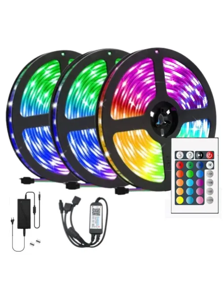 Set 3 x banda led rgb  multicolor cu telecomanda,  5 metri