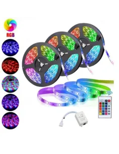 Set 3 x banda led rgb  multicolor cu telecomanda,  5 metri