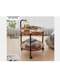 Masuta cu doua polite, roti , culoare maro
