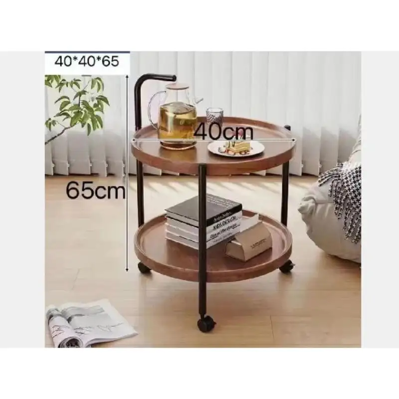 Masuta cu doua polite, roti , culoare maro