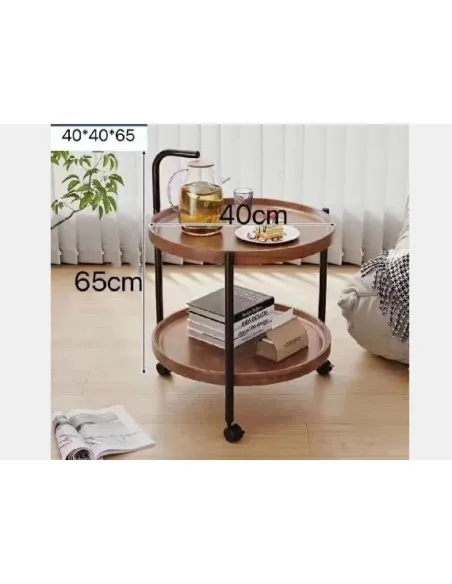 Masuta cu doua polite, roti , culoare maro