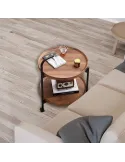Masuta cu doua polite, roti , culoare maro