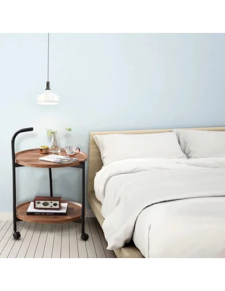 Masuta cu doua polite, roti , culoare maro