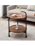 Masuta cu doua polite, roti , culoare maro