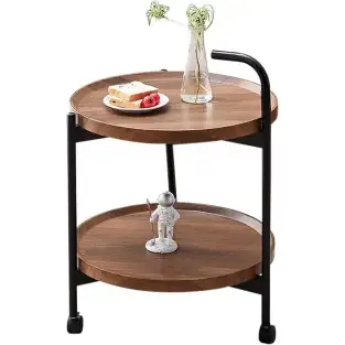 Masuta cu doua polite, roti , culoare maro