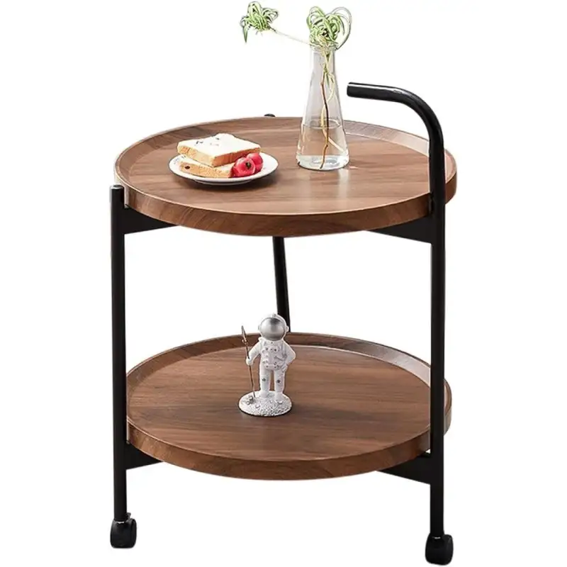 Masuta cu doua polite, roti , culoare maro