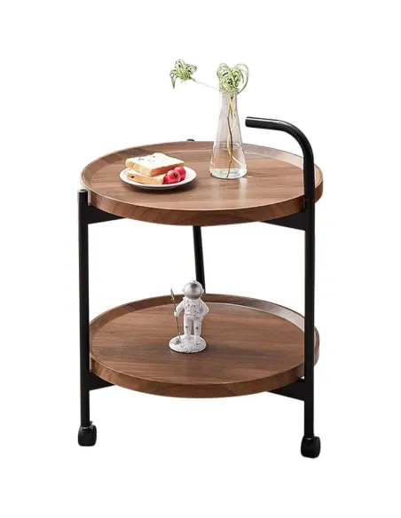 Masuta cu doua polite, roti , culoare maro