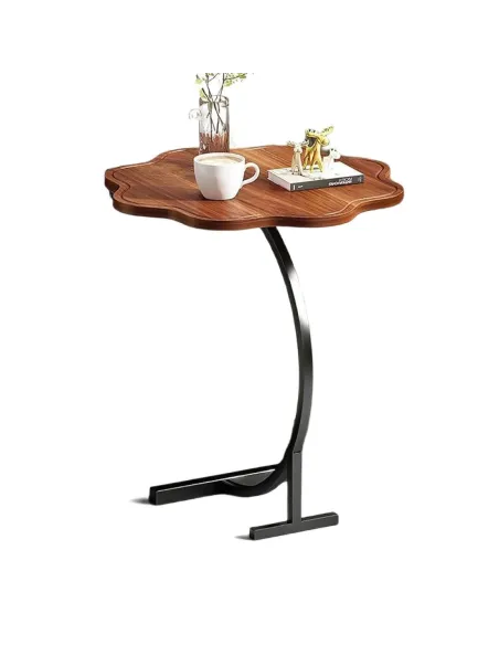 Masuta tip floare cu picior pentru canapea sau pat, culoare maro