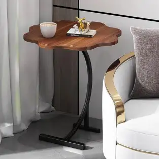 Masuta tip floare cu picior pentru canapea sau pat, culoare maro 2