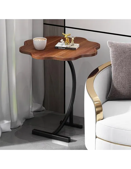 Masuta tip floare cu picior pentru canapea sau pat, culoare maro