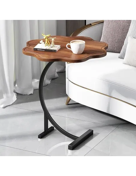 Masuta tip floare cu picior pentru canapea sau pat, culoare maro