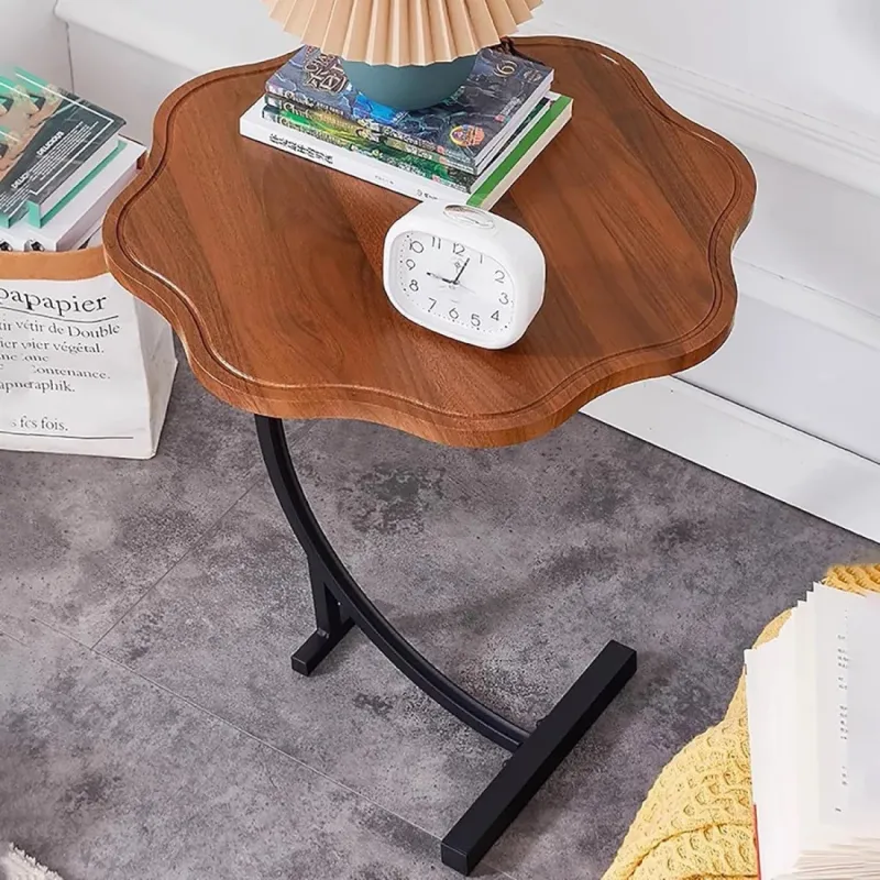 Masuta tip floare cu picior pentru canapea sau pat, culoare maro