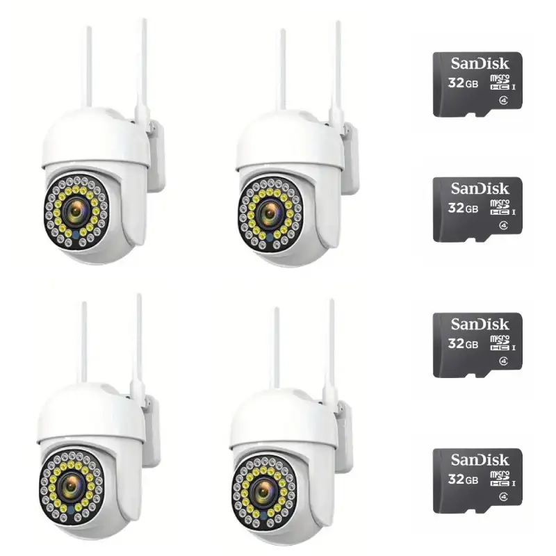 Set 4 Camere IP 360° WiFi JT-8161QJ cu 4 Carduri 32GB | Live & Noapte