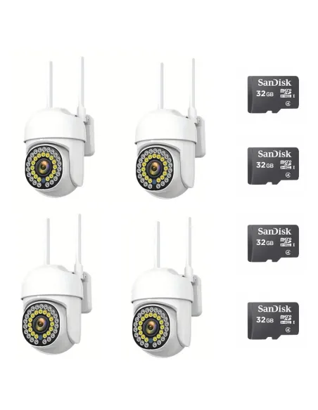 Set 4 Camere IP 360° WiFi JT-8161QJ cu 4 Carduri 32GB | Live & Noapte