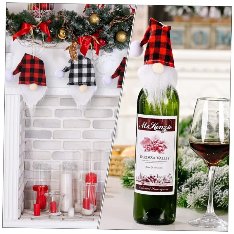 Set 6 accesorii decorative pentru sticle, Mos Craciun