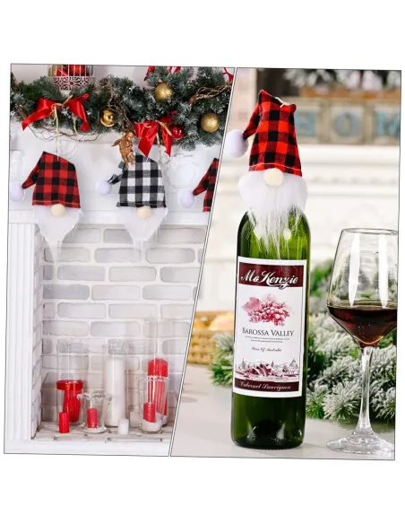 Set 6 accesorii decorative pentru sticle, Mos Craciun