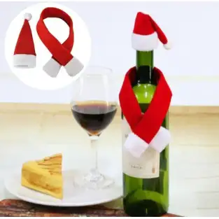 Ornamente de craciun , pentru sticle , caciulita si fular 2