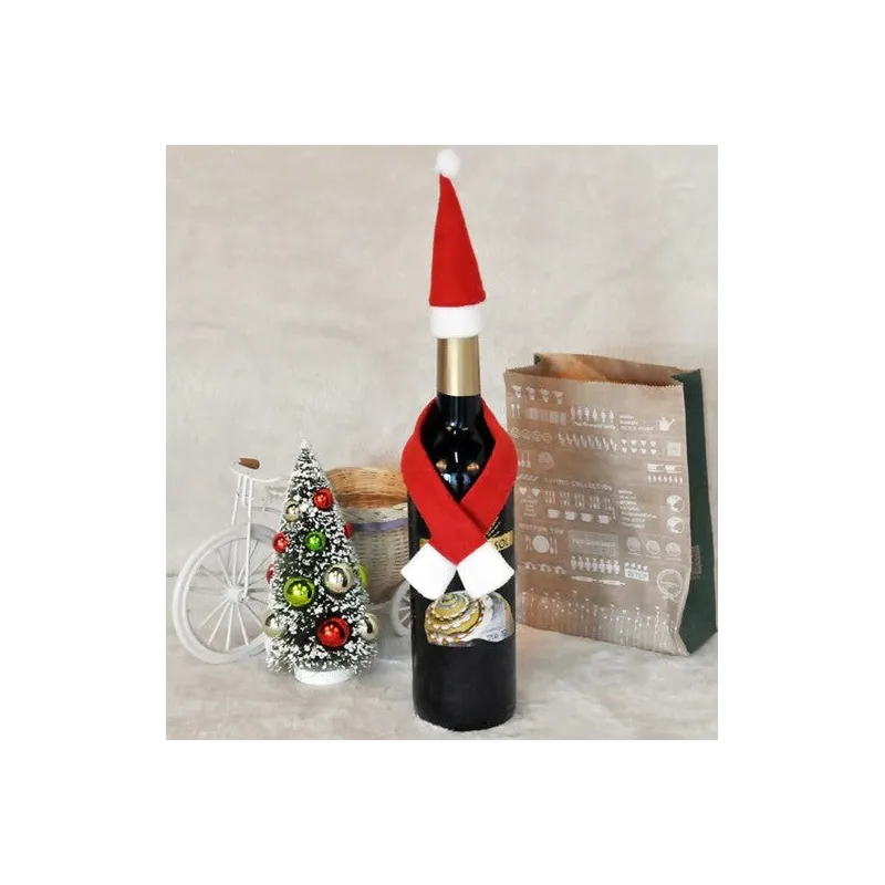 Ornamente de craciun , pentru sticle , caciulita si fular