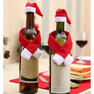 Ornamente de craciun , pentru sticle , caciulita si fular