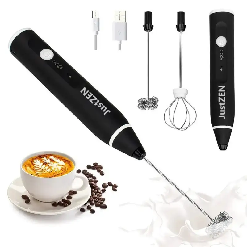 Mixer frappe cu 2 capete, 3 trepte de viteza,acumulator reincarcabil USB super portabil, negru